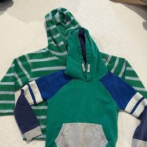 Mini Boden Lot of 2 Hoodie sweatshirts Tops Baseball Striped 5 6 7